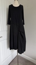 SUN KIM ASYMMETRICAL HEM 3/4 SLEEVE LAGENLOOK BLACK DRESS SIZE M MADE IN USA