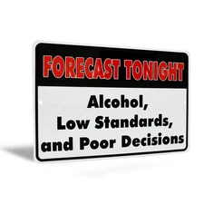 Drinking Forecast Wall Art Sign Funny Sign for Man Cave, Home Bar, College Dorm