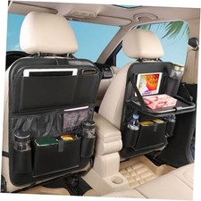 Leather Car Backseat Organizer with Tablet Holder - 9 Large Storage Pockets, 1