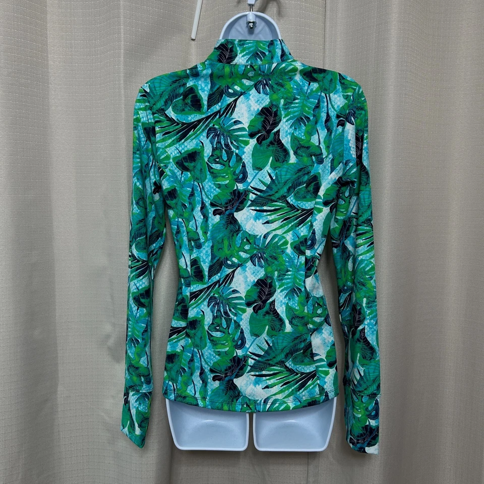 Tommy Bahama Active 1/4 Zip Top Jacket Women's Size S Blue Green Tropical Print - Image 2 of 4