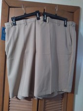 NWT 54W HAGGAR COOL 18 PRO EXPANDABLE WAIST TAN UV PROTECT COOL DRY SHORTS