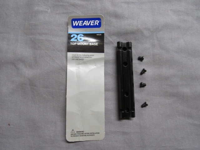 Weaver 1 Piece Top Mount Scope Base 26 Gloss #48026 Springfield 1911 SASS Conv