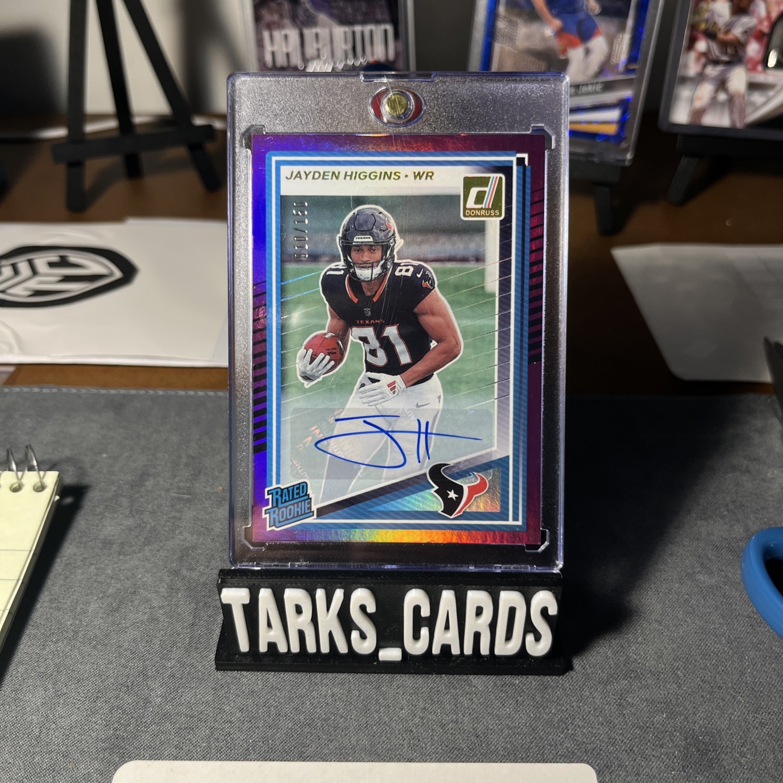 2025 Panini Donruss Jayden Higgins Rated Rookie Auto Purple /150 #334