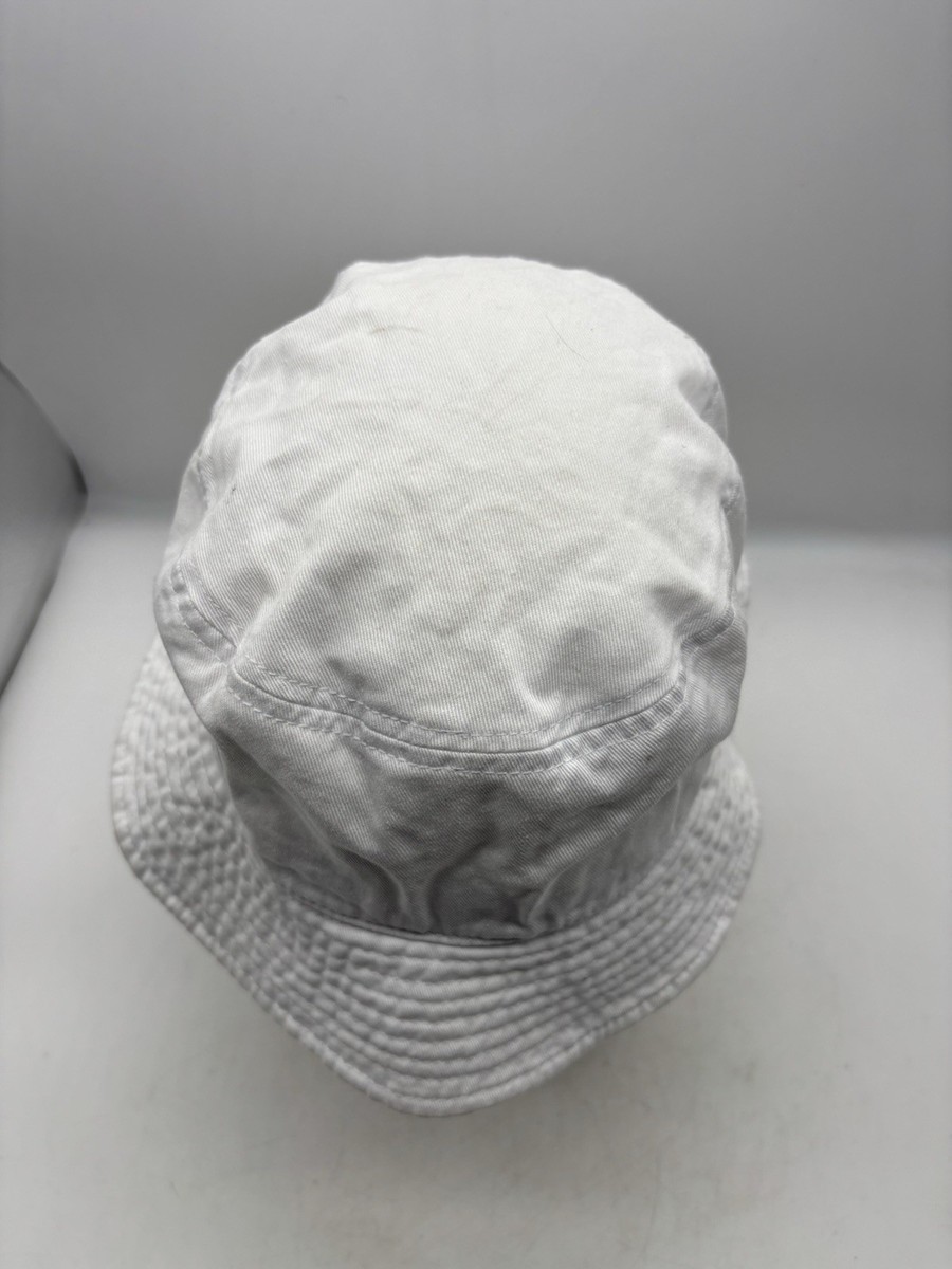 Bernies White Bucket Hat Newhattan Embroidered Script Logo Cotton Sun Cap SM View 5