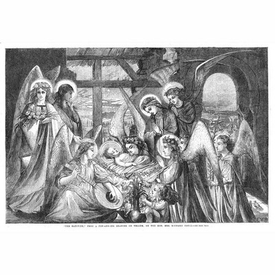 Die Krippe von Frau Richard Doyle - antiker Druck 1863
