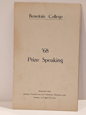 1920 Bowdoin College Class of 1868 Prize Speaking Program Brunswick, ME Ephemera