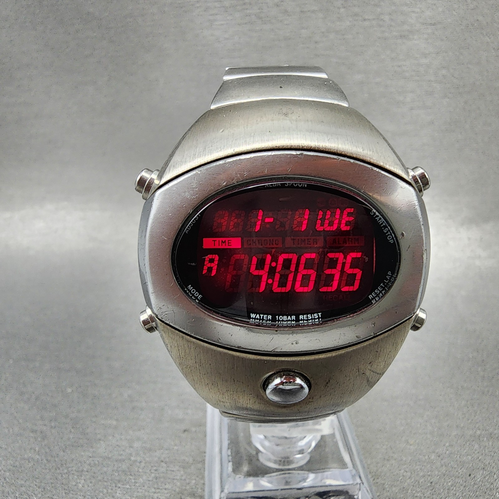 Men ALBA 38mm Watch New Oval Digital Silver W671-4030 Battery Tone Spoon - vintagewatches.pk