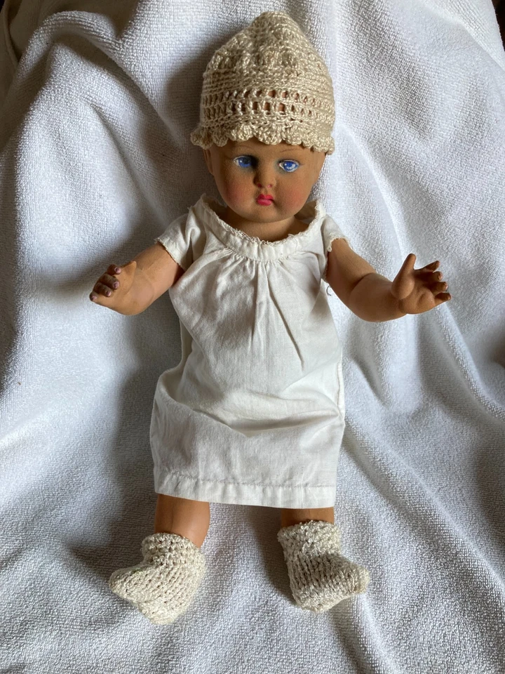 Bebè Minerva, Germany, celluloide pelle di pesca, anni 40/50. - Immagine 2 di 4