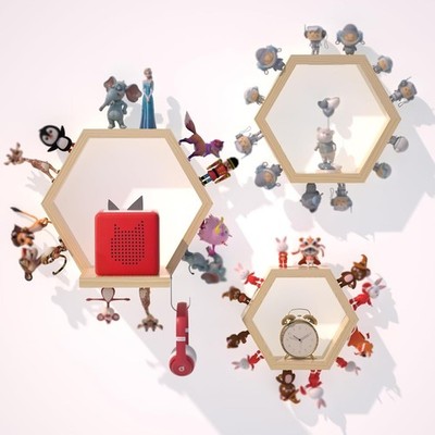 Hexagon Tonies Shelf Magnetic - Tonies Storage Shelf Set of 3 for Kids Room, Woo