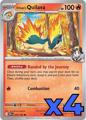4x Ethan's Quilava 033/182 Sv10: Destined Rivals PLAYSET x4 - Pokemon TCG - NM