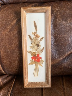 Echte Trockenblumen Kunstwerk im verglasten Rahmen klein