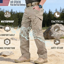 US Men's Work Cargo Pants Waterproof Tactical Combat Pants Outdoor Hiking Pants
