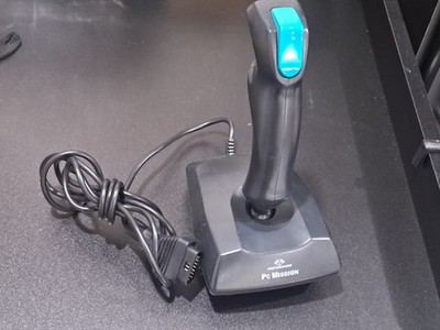PC Mission Joystick SV200SM Pre-owned Flight Stick black with Teal fire buttons