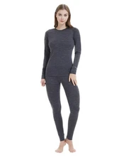 Womens 100% Merino Wool Base Layer Sets for Ski Lightweight Thermal Underwear...