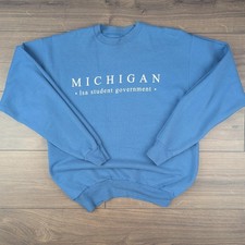HANES Blue Michigan Graphic USA Sweatshirt Size S