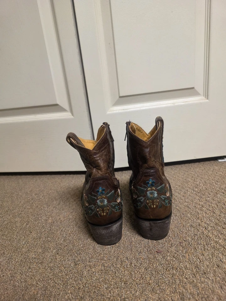 Old Gringo западный стиль ботильоны коричневая кожа и цветная вышивка - Изображение 2 из 4