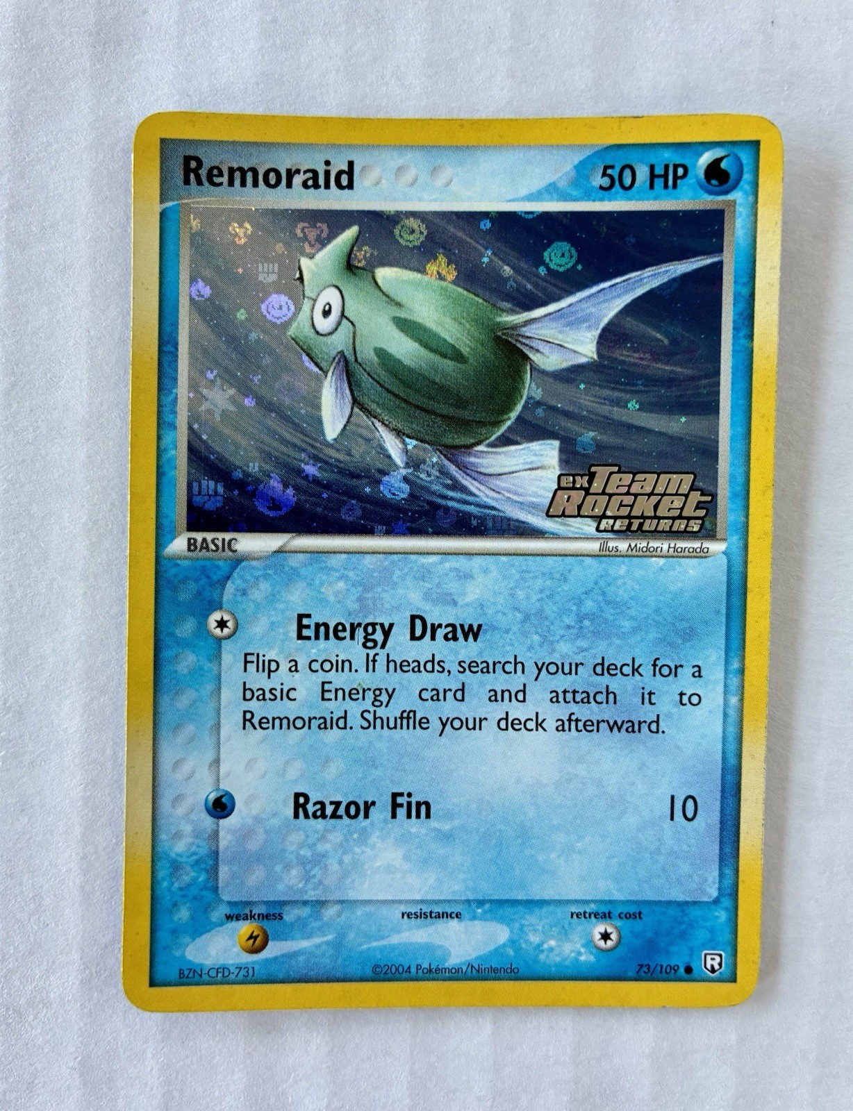 Pokemon Remoraid 73/109 Holo EX Team Rocket Returns Vintage Stamped WOTC 2004