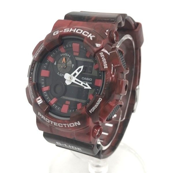 CASIO G-Shock G-Lide GAX-100MB Red Black Marble Pattern Watch Analog Digital