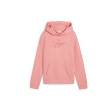 PUMA Essentials Script Pullover Hoodie Youth Girls Pink Casual Outerwear 6858061