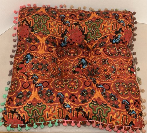 Bohemian Moroccan Square Floor Cushion Thick Chair Pad Persian Pillow Pom Pom