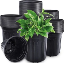 60 Pack 1 Gallon Nursery Pots – Flexible & Durable Plastic, Drainage, Garden Use