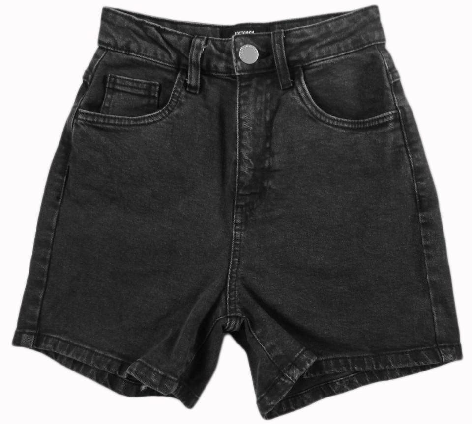 COTTON ON High Rise Stretch washed black jeans-style shorts 6 EUC!
