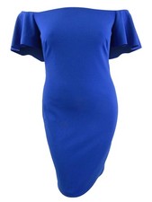 Lauren Ralph Lauren Women's Crepe Off-the-Shoulder Dress (14, Blue) 883806993307