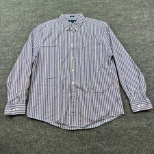 Tommy Hilfiger Mens Button Down Shirt Size XL Striped 100s 2PLY Long Sleeve