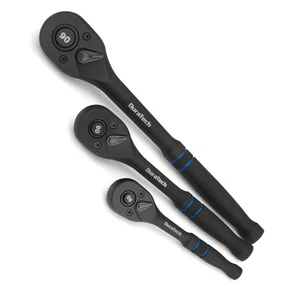 DURATECH 3PCS Plaquette d'entraînement 1/4" 3/8" 1/2" 90-T Clé à libération rapide réversible