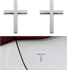 2PCS Metal Jesus Christ Cross Badge Stickers, 2.5" 1.8" Alloy 3D Individual Car