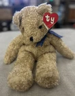 Ty Vintage 1992 BABY CURLY 5302 Blue Plaid Bow Rare Tag Brown