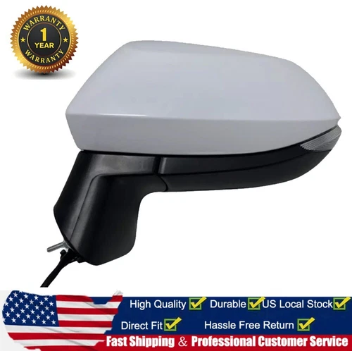 White Left Driver Side Mirror W/Blind Spot Signal for 2020-2024 TOYOTA COROLLA