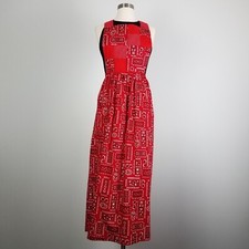 60's Vintage Patchwork Halter Folk Art Long Red White Apron
