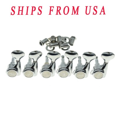 KAISH Left Handed Guitar Locking Tuners Machine Heads Locking Tuning Peg Chrome