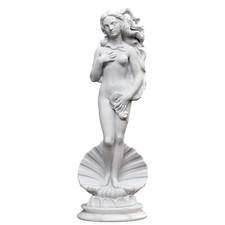 Venere di Botticelli Scultura da Tavolo in Marmo con Base in Alabastro H 18cm