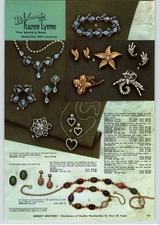1957 PAPER AD 2 Sided Karen Lynne Costome jewelry Necklace Scarab Earrings