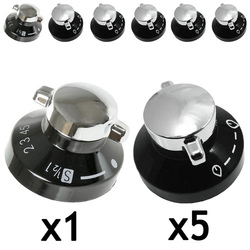 STOVES Oven Control Knobs Gas Hob Cooker Switch Silver Black Chrome GENUINE x 6 - Picture 9 of 12
