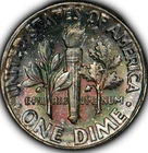 1956 Roosevelt 10C Silver Dime - Original Red Green PQ Toning - SKU-X455