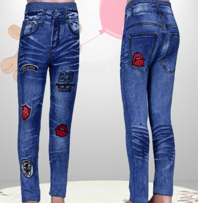 Design Mädchen Leggings Jeggings Stretch Hose Jeans Look Gr. 116-122, 128-134