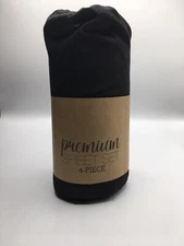 Bed Sheet Set Queen Size 1 Fitted - 1 Flat  - 2 Pillowcases Microfiber Black NIP