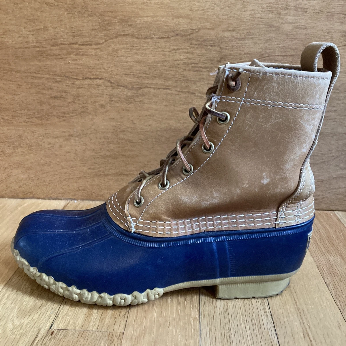 LL Bean Bean Boots Blue Tan Duck Hunting Shoes Women s Size 7 Made