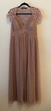 Little Mistress Formal Maxi Dress Lace & Tulle Blush Pink Size 10