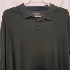 LL Bean Polo Shirt Long Sleeve Dusty Slate Blue XXL Regular 100% Pima Cotton