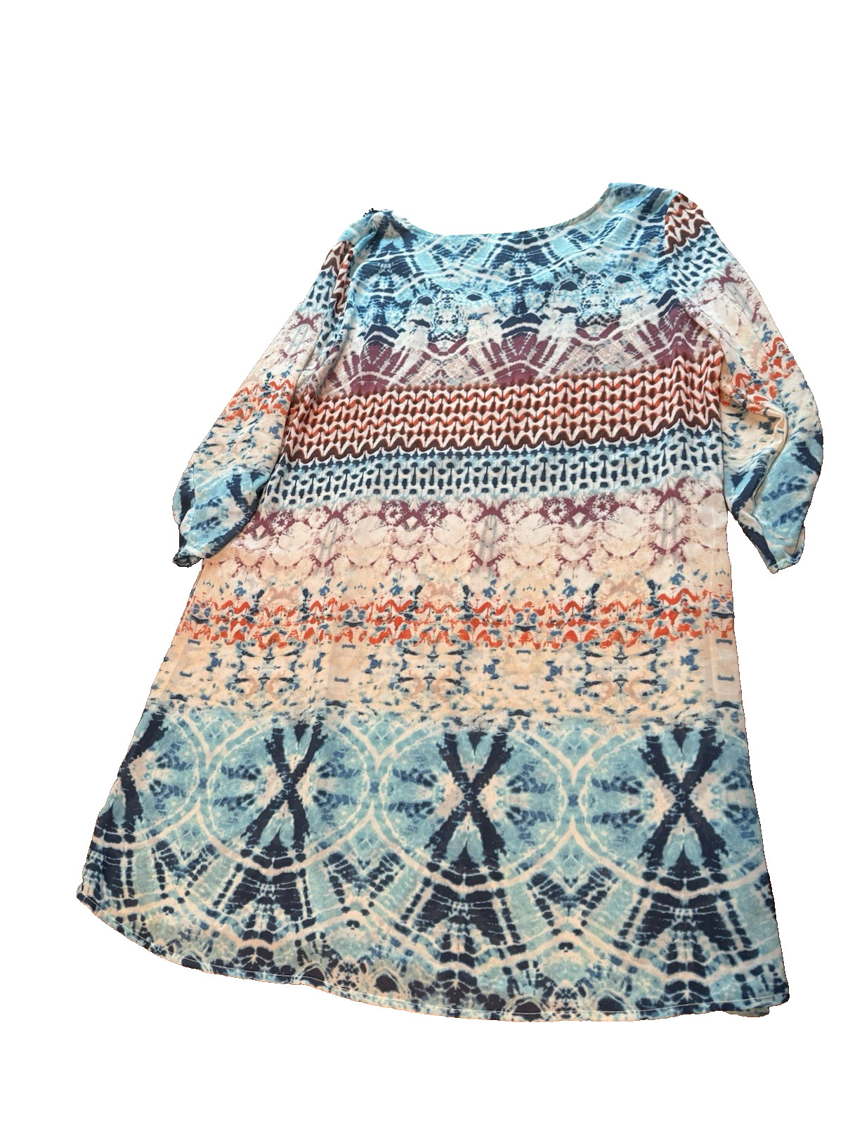 American Rag Aqua Patchwork Long Tassel Suit Cove… - image 2