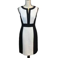 NWT Tahari Black and White Spectator Sheath Dress Size 4