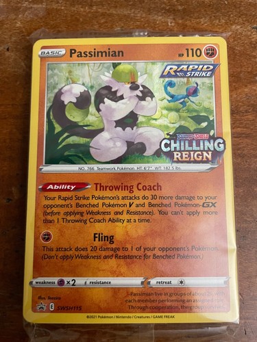 Passimian SWSH115 Prerelease Black Star Promo Sealed Pokemon TCG Chilling Reign