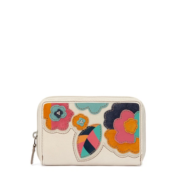 FOSSIL HUNTER BLUMEN APPLIKATION REISSVERSCHLUSS UM HANDTASCHE KLEINE KUPPLUNGSTASCHE NEU  - Bild 1 von 1