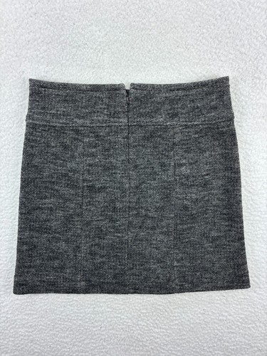 Vince Mini Skirt Women's Size 2 Gray Herringbone Wool A-Line Zippered - Picture 7 of 8