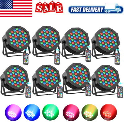 8-Pack RGB 36LED Par Stage Lights DMX Beam Wash Effects DJ Disco Party Lighting