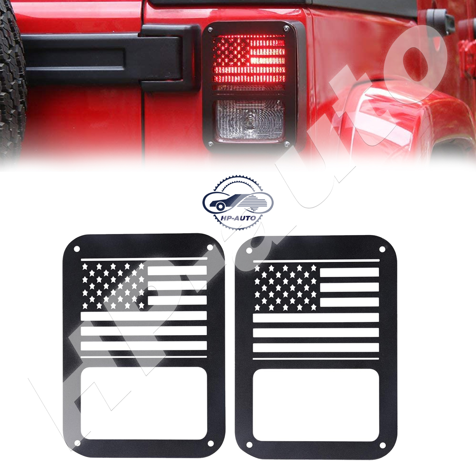 For 2007 2018 Jeep Wrangler JK Tail Light Trim Covers Frame “USA Flag” Style eBay